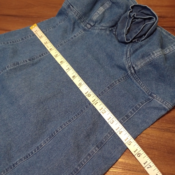 Anthropologie Porridge Rosette Denim Slim Mini Dress feminine romantic - Picture 10 of 11